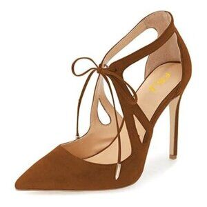 FSJ Women Fashion Pointed Toe Stiletto High Heel Strappy Cutout Dress Sandals